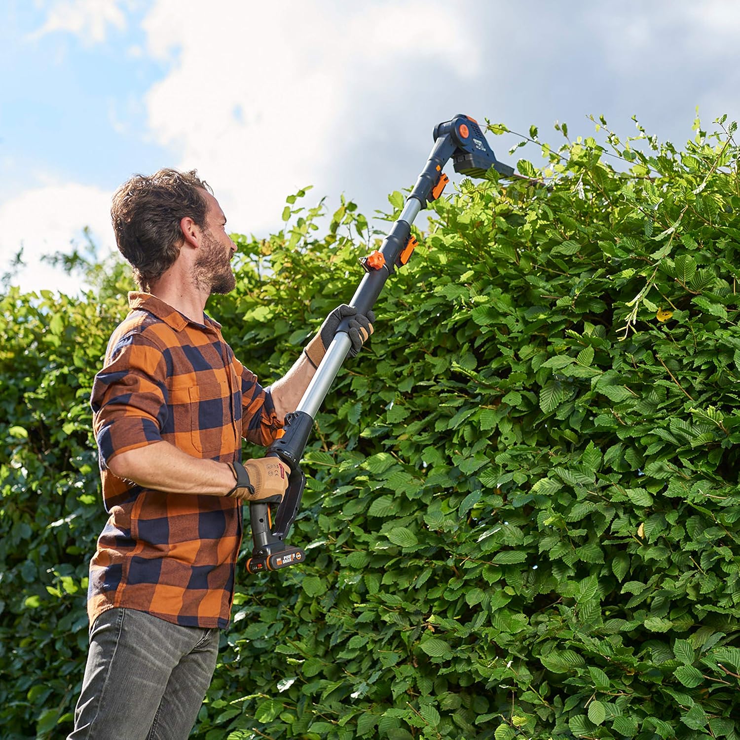 WORX WG252E.9 Tagliasiepi Telescopico a Batteria - Larghezza di Taglio 45 cm - Asta Telescopica Regolabile in 10 Posizioni fino a 3,20 Metri di Altezza - Compatibile con PowerShare - Batteria e Caricabatterie Non Inclusi