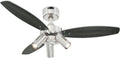 72290 Jet Plus, moderno ventilatore da soffitto da 105 cm con illuminazione di Westinghouse Lighting, finitura in nichel spazzolato, con faretti, telecomando incluso