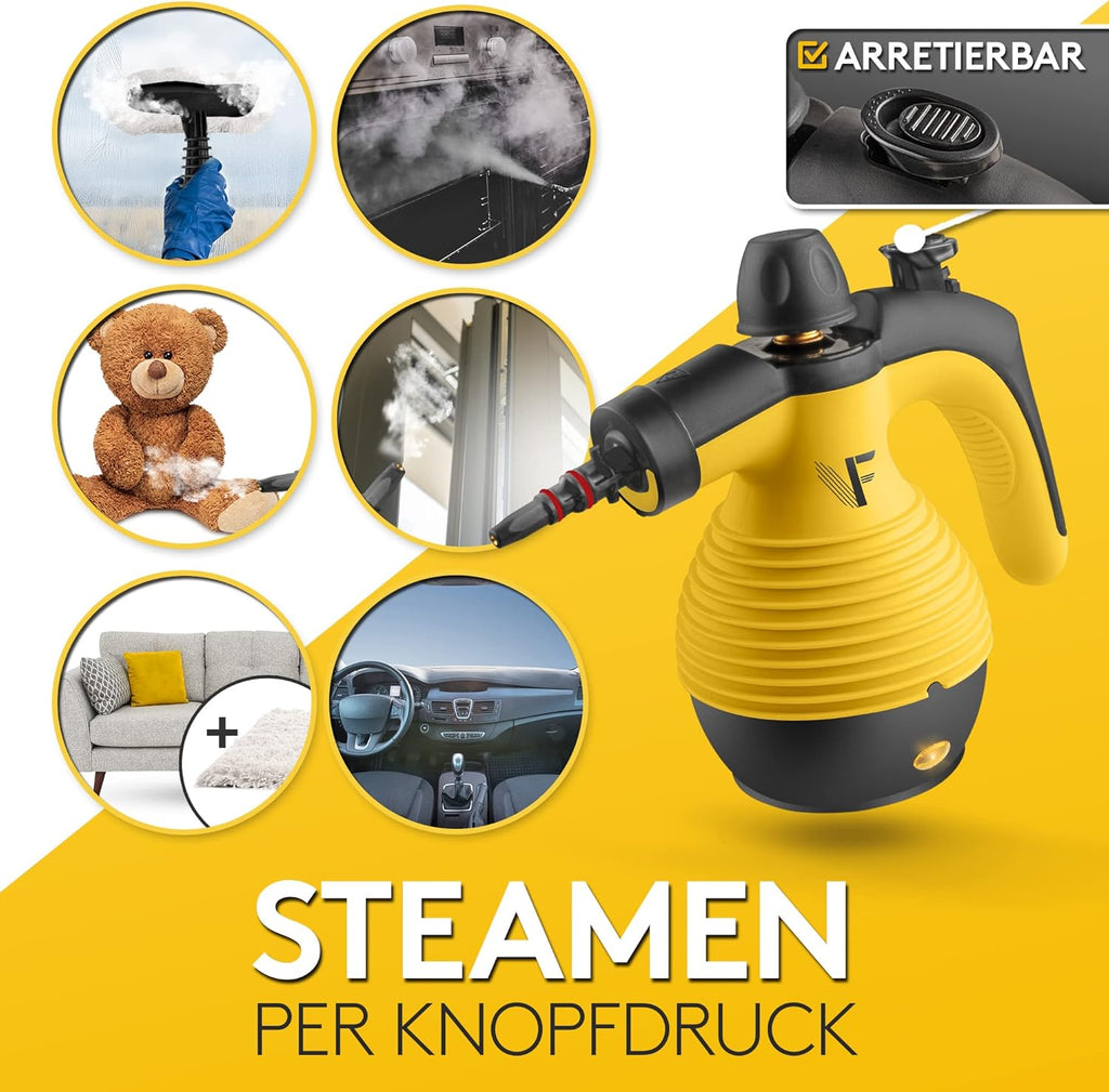 Neighbour's Friend Dampfreiniger Handgert mit vielen Aufstzen 350ml Tank I Leistungsstarker Handdampfreiniger 3,5 Bar I Dampf Gert Fenster mit Dampfregulierung