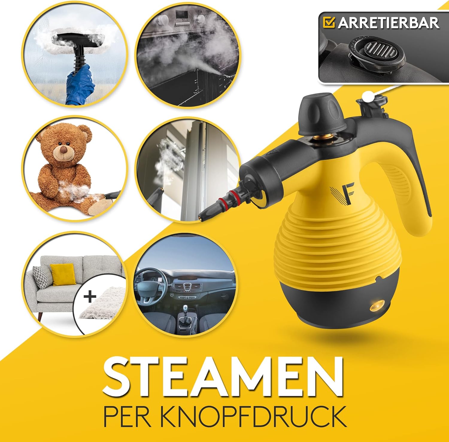 Neighbour's Friend Dampfreiniger Handgert mit vielen Aufstzen 350ml Tank I Leistungsstarker Handdampfreiniger 3,5 Bar I Dampf Gert Fenster mit Dampfregulierung