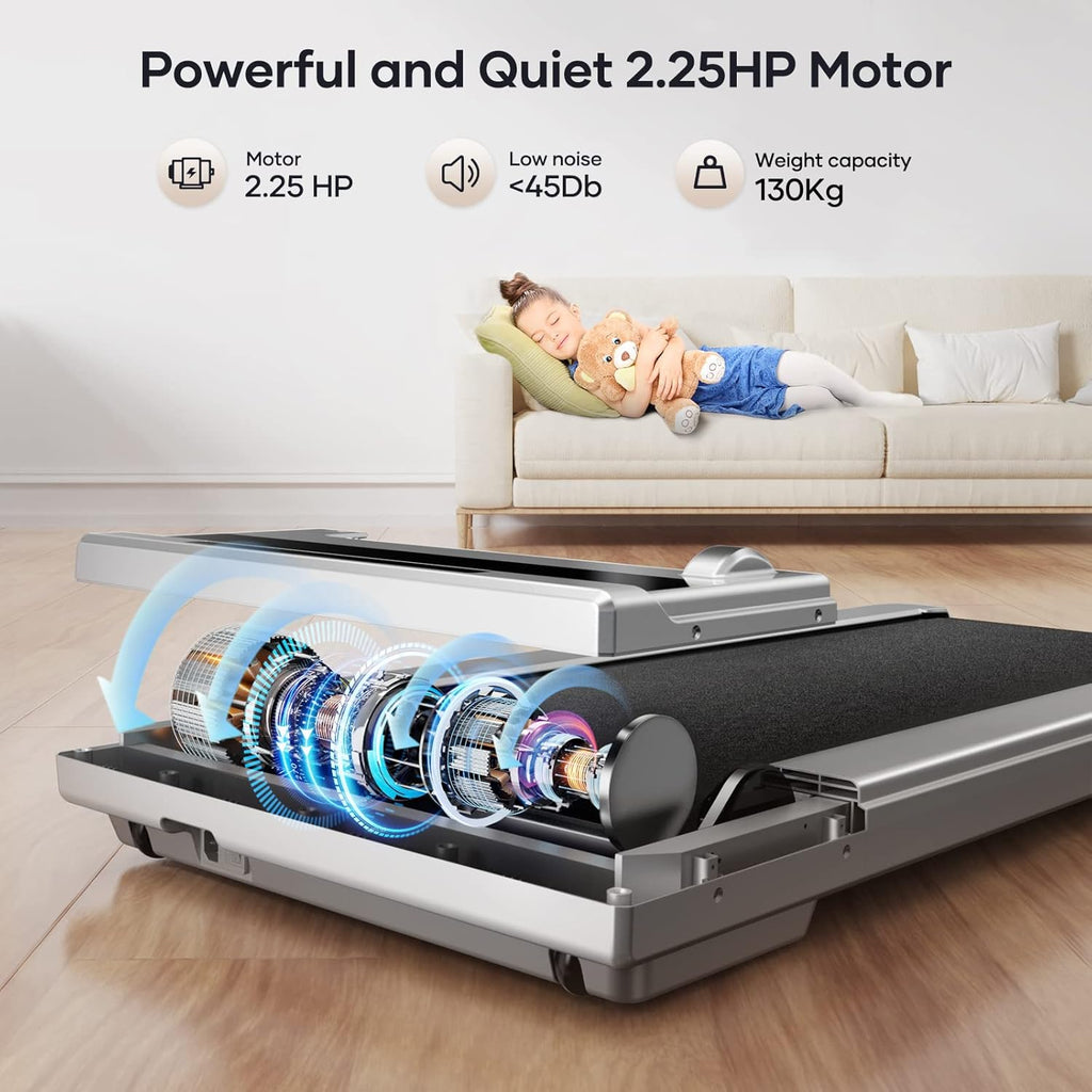 2 in 1 Electric Treadmill, Walking Pad Laufband für Zuhause, 10km/h Elektrisches Laufband mit LED, 2.25HP Under Desk Schreibtisch Treadmill, Fernbedienung und App, Doppelter Stodmpfung