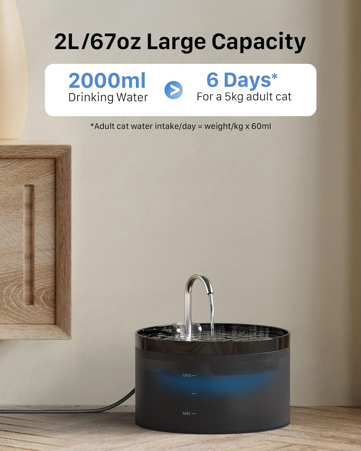 GIOTOHUN Fontana per Gatti a Forma di Rubinetto, 3.2L Fontana d'Acqua per Gatti, Pompa dell'Acqua Super Silenziosa, Filtra i Peli, Facile Smontaggio, 6 Filtri + 3 Filtri in Schiuma