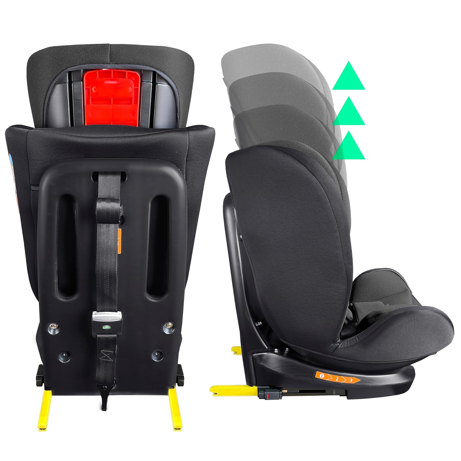 XOMAX XZ-16 Kindersitz drehbar 360° mit ISOFIX und Liegefunktion I mitwachsend I 0-36 kg, 0-12 Jahre, Gruppe 0/1/2/3 I 5-Punkt-Gurt und 3-Punkt-Gurt I Bezug abnehmbar, waschbar I ECE i-Size 129R