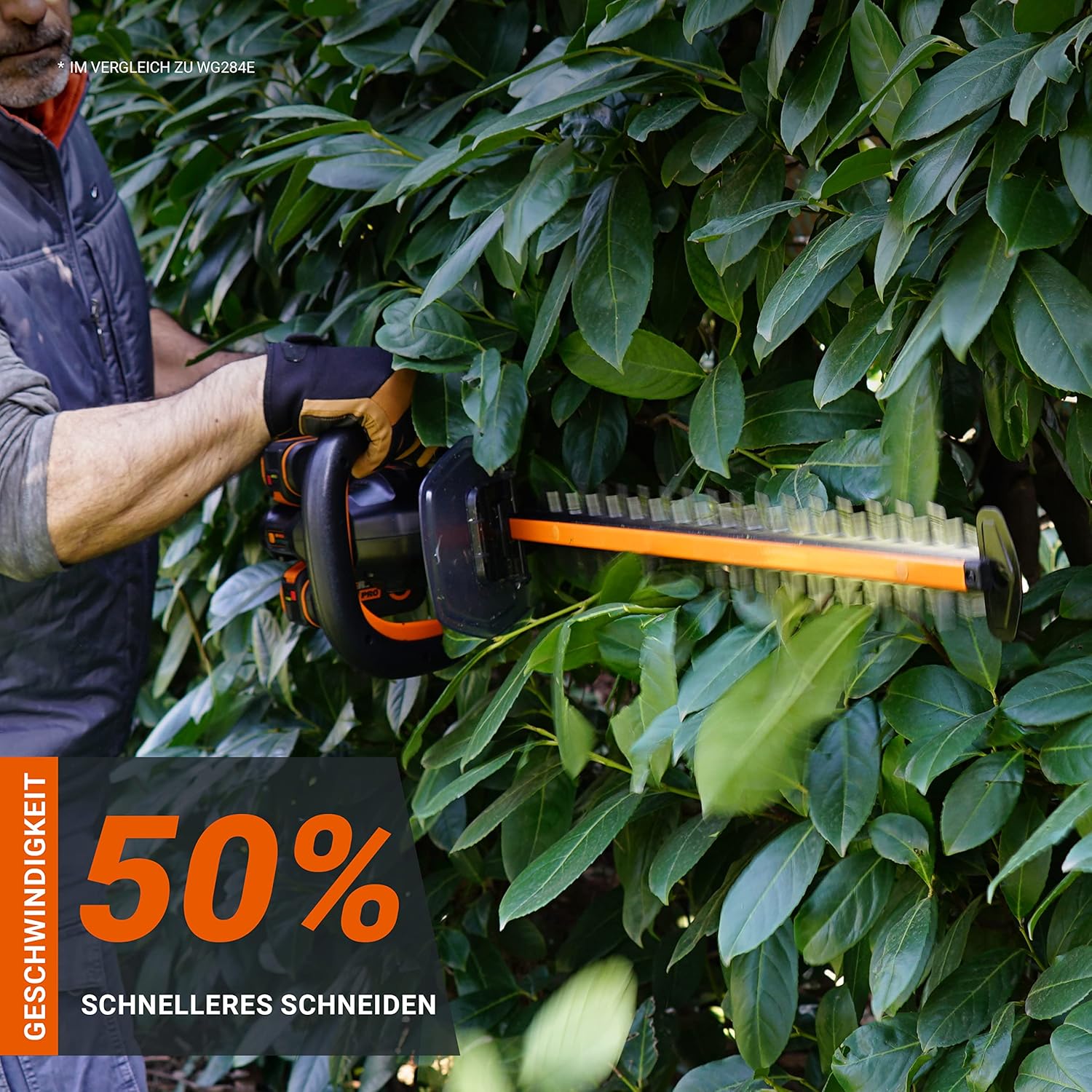 WORX WG286E.9 Nitro Tagliasiepi a batteria professionale 40V – taglio preciso anche ad angoli difficili – potente motore brushless – lunghezza di taglio 58cm – distanza tra i denti 27mm – senza batteria e caricabatterie