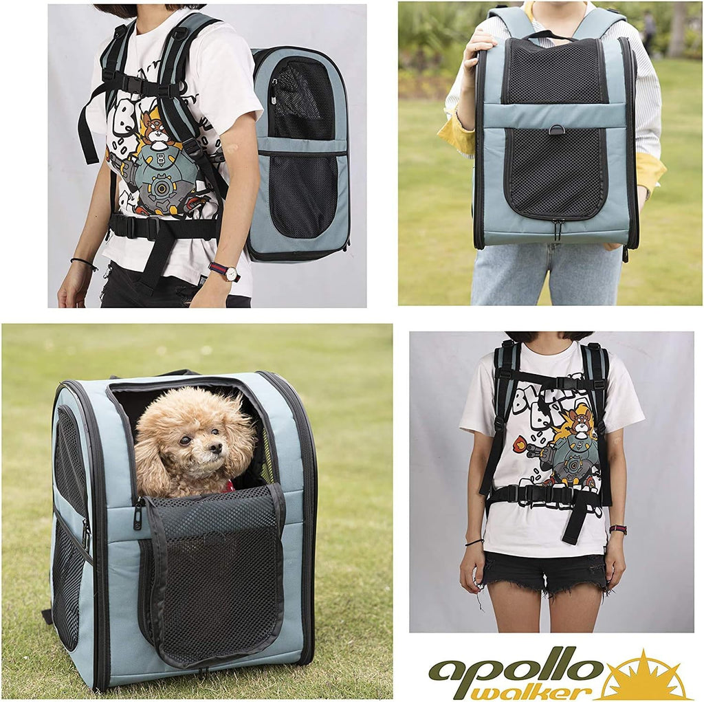 Apollo Walker - Zaino trasportino per animali domestici, cani e gatti da 2 a 12 kg, morbido e pieghevole, colore blu.
