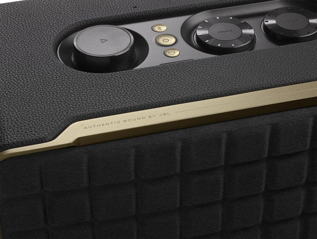JBL Authentics 200 Smart Home Altoparlante – Cassa Bluetooth dal design retrò anni '70 – Con griglia Quadrex, Google Assistant, Alexa, AirPlay e JBL One App – Nero
