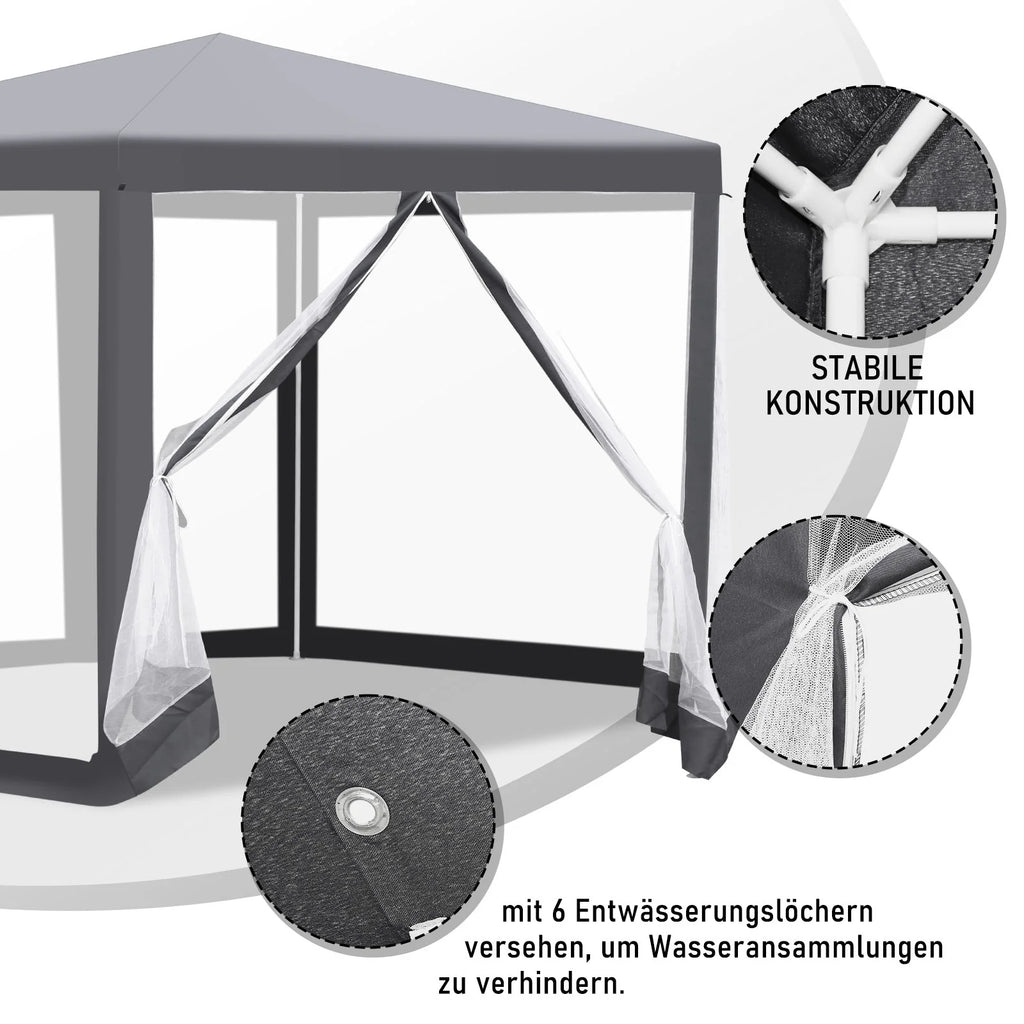 Sonnewelt Padiglione Gazebo da Giardino con Zanzariera Impermeabile Esagonale