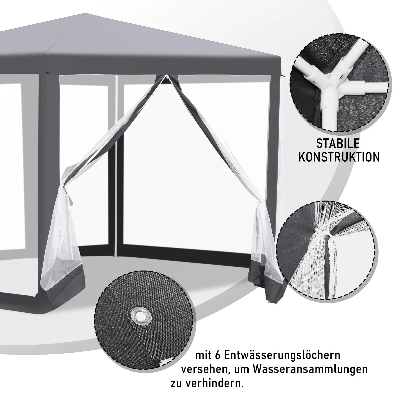 Sonnewelt Padiglione Gazebo da Giardino con Zanzariera Impermeabile Esagonale