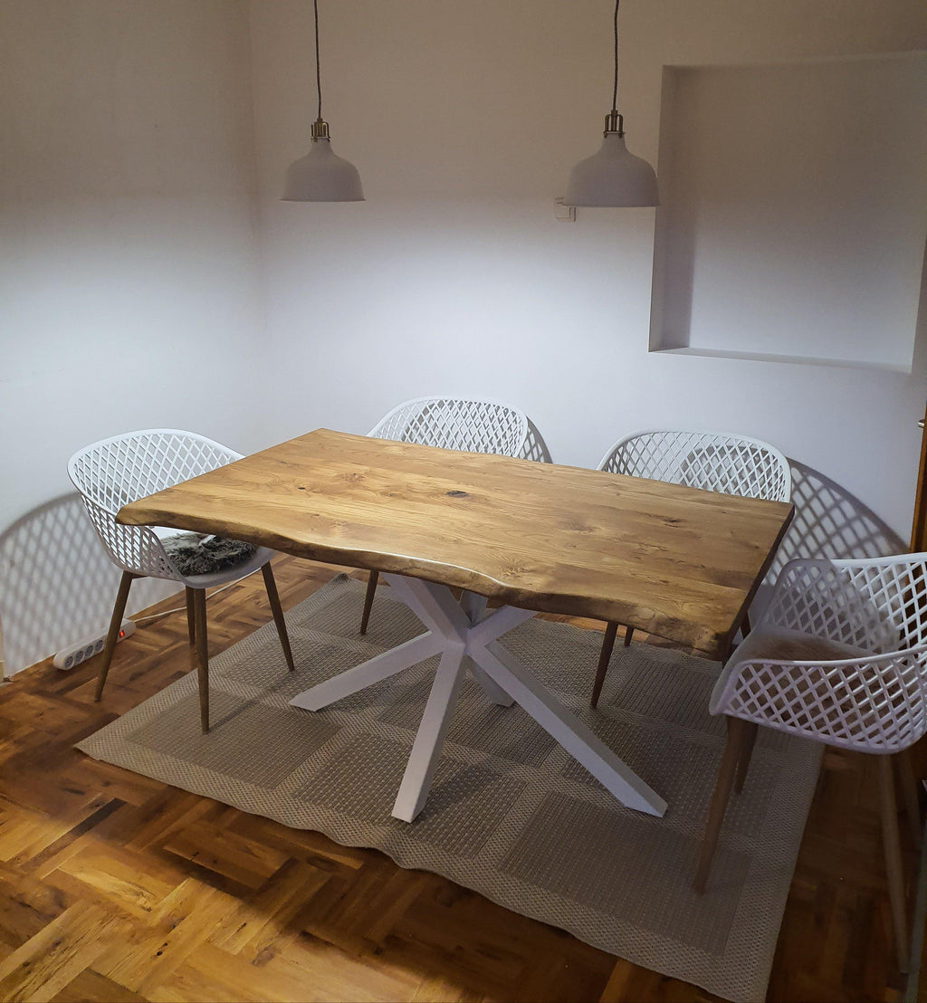 Serie MAXIM | Baumkantentisch - Eiche - inkl. Tischbein Matrix - versch. Gren und Farben | Lnge: 160 - 300 cm | Breite: 90 -100 cm