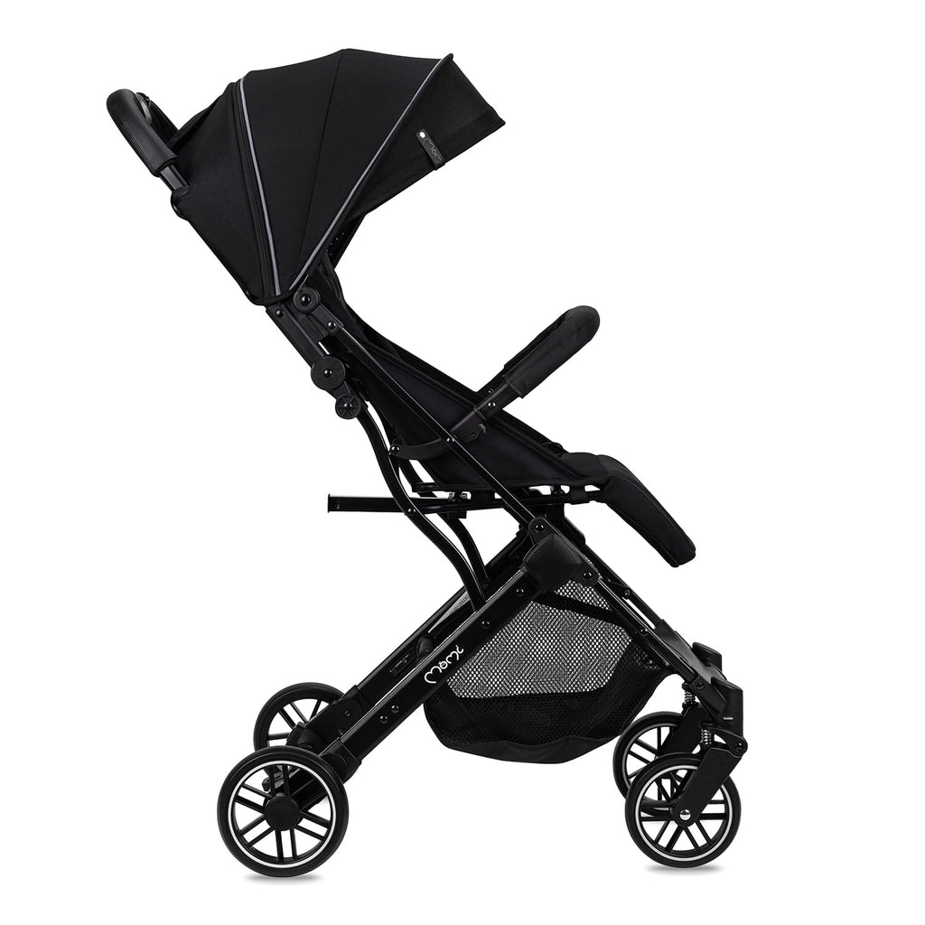 MOMI ESTELLE Kinderwagen für Kinder ab 6 Monat bis zu max körpergewicht von 15 kg, klappbar auf die Maße 65 x 51 x 21 cm, gewicht 7,5 kg, 5-Punkt-Sicherheitsgurt, koffer, grau-gold, Räder 6''/6,5''