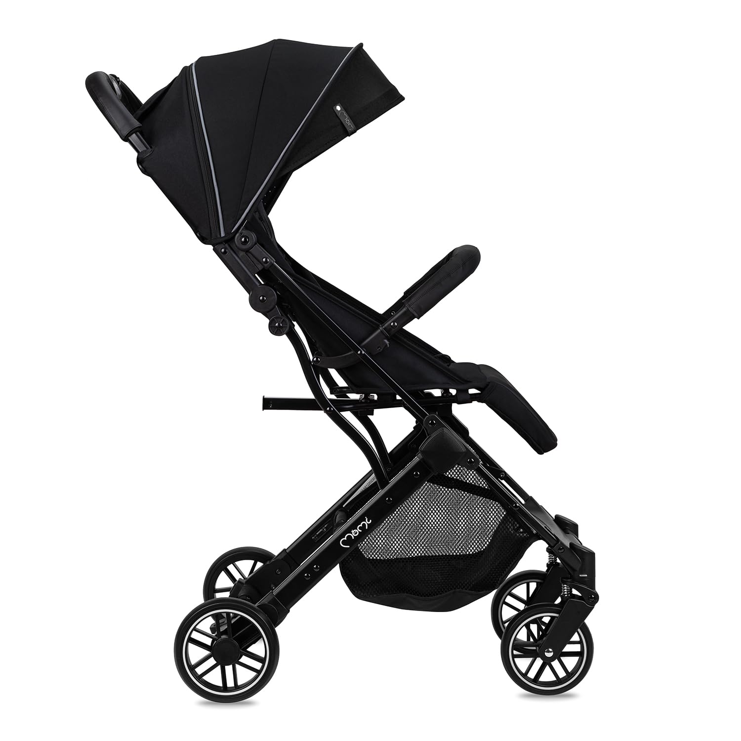 MOMI ESTELLE Kinderwagen für Kinder ab 6 Monat bis zu max körpergewicht von 15 kg, klappbar auf die Maße 65 x 51 x 21 cm, gewicht 7,5 kg, 5-Punkt-Sicherheitsgurt, koffer, grau-gold, Räder 6''/6,5''