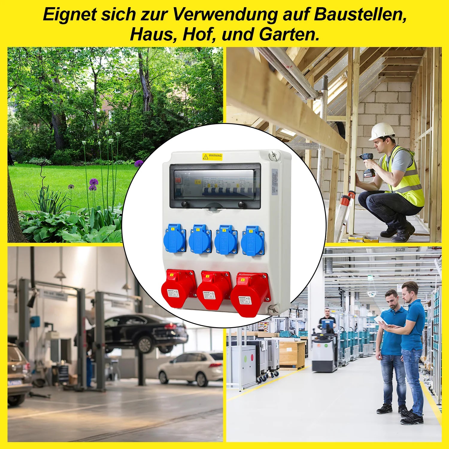 Sonnewelt Quadro di distribuzione a parete FI 4 prese Schuko e presa CEE 16/32A