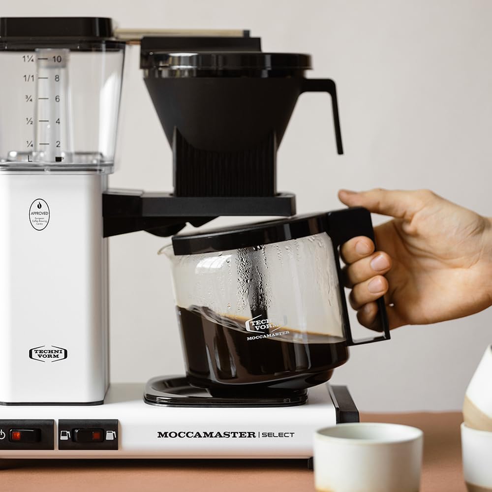 Moccamaster KBG Select, Kaffeemaschine, Retro Kaffeemaschine, Filterkaffee, Off-White, 1.25L