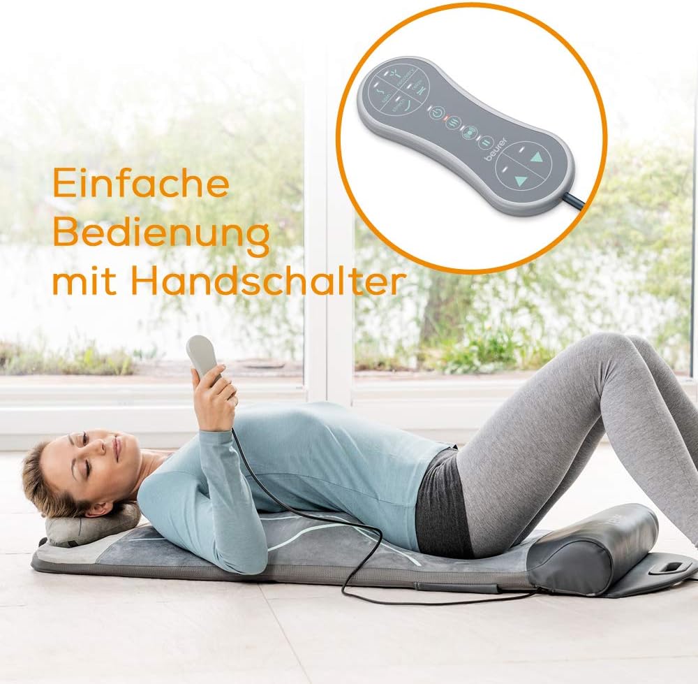 Beurer MG 280 Tappetino Yoga e Stretching, per Allungare i Muscoli e Rilassarsi, Tappetino Massaggiante per Collo, Spalle e Schiena, Pieghevole, 1 Pezzo (Confezione da 1), Grigio