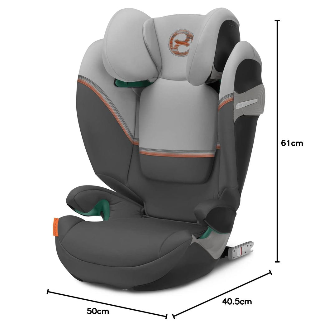 CYBEX Gold Seggiolino auto Solution S2 i-Fix, Per auto con e senza ISOFIX, 100-150 cm, Da 3 a 12 anni circa (15-50 kg), Lava Grey