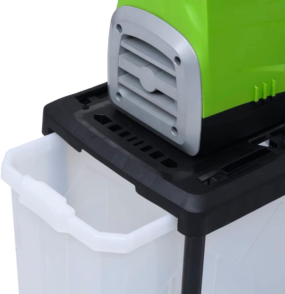 vidaXL Gartenhäcksler Elektrisch mit Auffangbox Leisehäcksler Häcksler Holzhäcksler Elektrohäcksler Walzenhäcksler Schredder 2800W