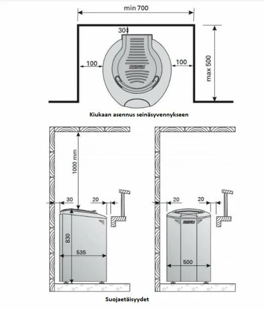 Harvia Stufa elettrica per sauna Ever-Ready Forte AFB6, 6kW, 7-12m, controllo separato, Acciaio