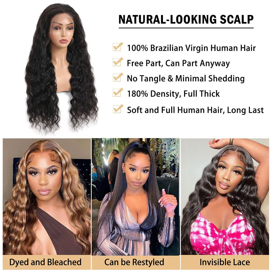 Trasforma il tuo look con la parrucca Xbeauty Loose Wave Lace Front 13x4 HD Trasparente 180% Densità in Loose Deep Wave, capelli umani pre-pizzicati con baby hair