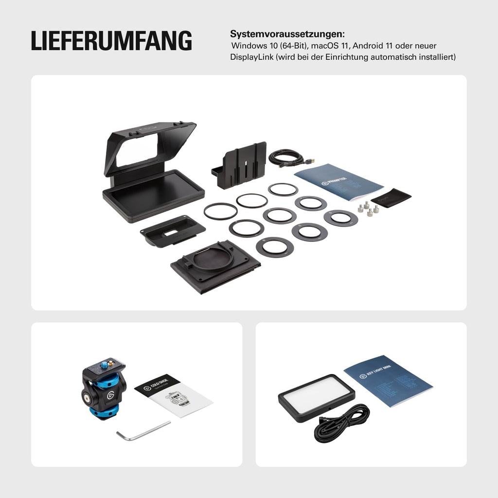 Elgato Prompter – Teleprompter mit integriertem Bildschirm für YouTube, Twitch, Zoom, Teams und mehr, unterstützt DSLR/Webcam/Smartphone, Drag&Drop-Monitoranzeige, funktioniert mit Mac/PC&Stream Deck