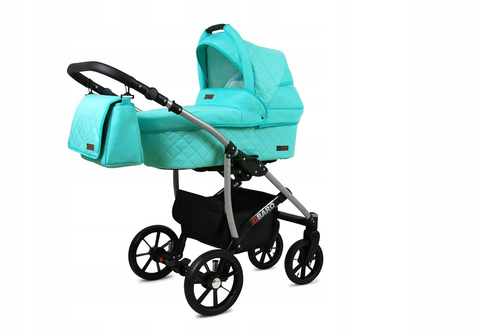 BabyLux® Bambimo Kinderwagen Set 3 in 1 - Qbaro - incl. Babywanne, Buggy Sportsitz, Auto-Babyschale - Autositz - Kinderwagenset - Kombikinderwagen mit Wickeltasche, Regenschutz usw.