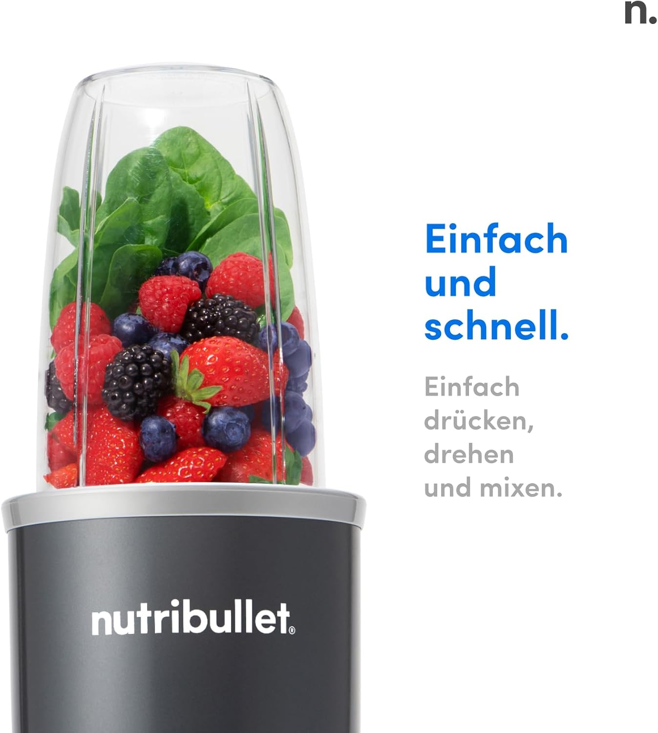 nutribullet Original, Frullatore Elettrico, Tritatutto, Frullatore per frullati, Smoothie Maker, Potenza 600 W, Facile e Veloce da Usare, Compatto, Facile da Pulire, NB603DG