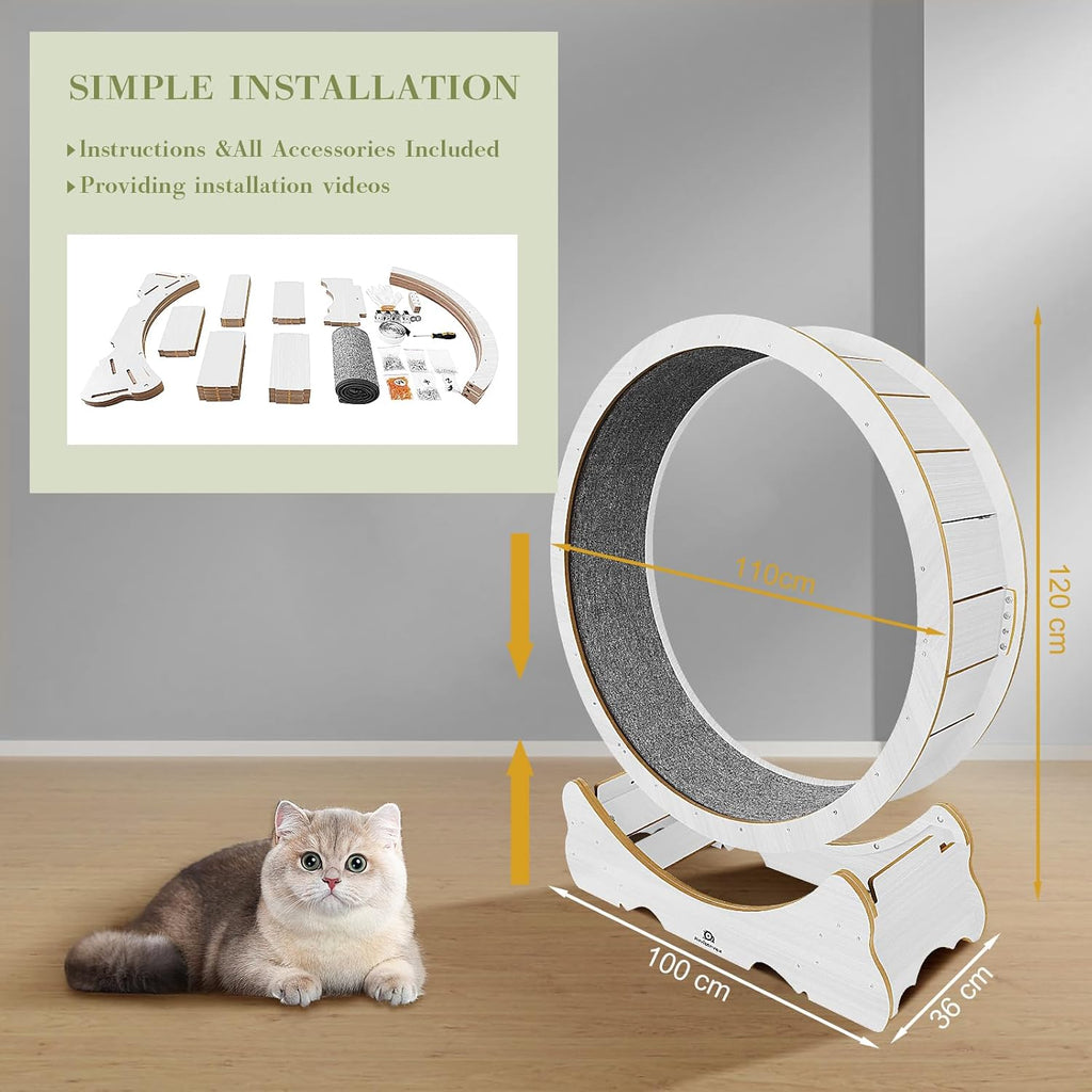 Naviconvex Katzenlaufrad laufrad Katze Laufen Laufrad Katze Laufen Super Leise Katzen Laufrad Laufrad für Katzen Laufrad Katze Katzenrad Katzenlaufrad XL Holzfarbe