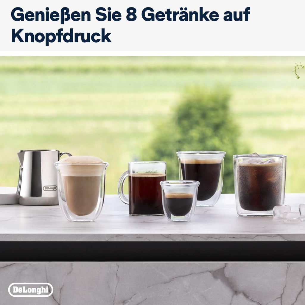 De'Longhi Rivelia EXAM440.55.W Macchina da Caffè Automatica con Sistema LatteCrema, Contenitore chicchi intercambiabile, 16 bevande caffè e latte con un solo tocco, Funzione Extra Shot, Display Touch da 3,5 pollici, Bianco