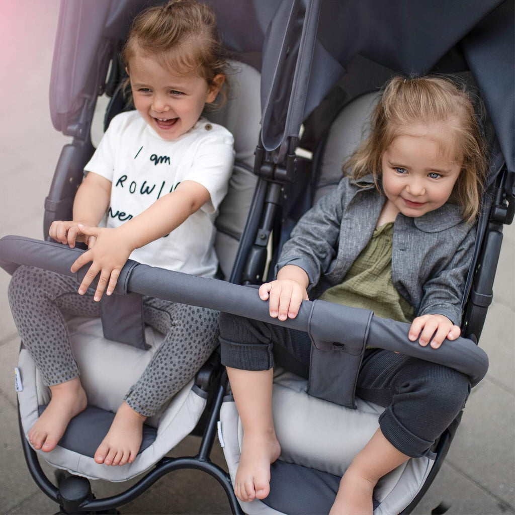 hauck Passeggino Gemellare Roadster Duo SLX, da 0 Mesi fino a 15 kg (circa 3 Anni), con Posizione Nanna, Cestino XL, Chiusura Facile e Compatta, Ruote Grandi (Grigio/Argento)