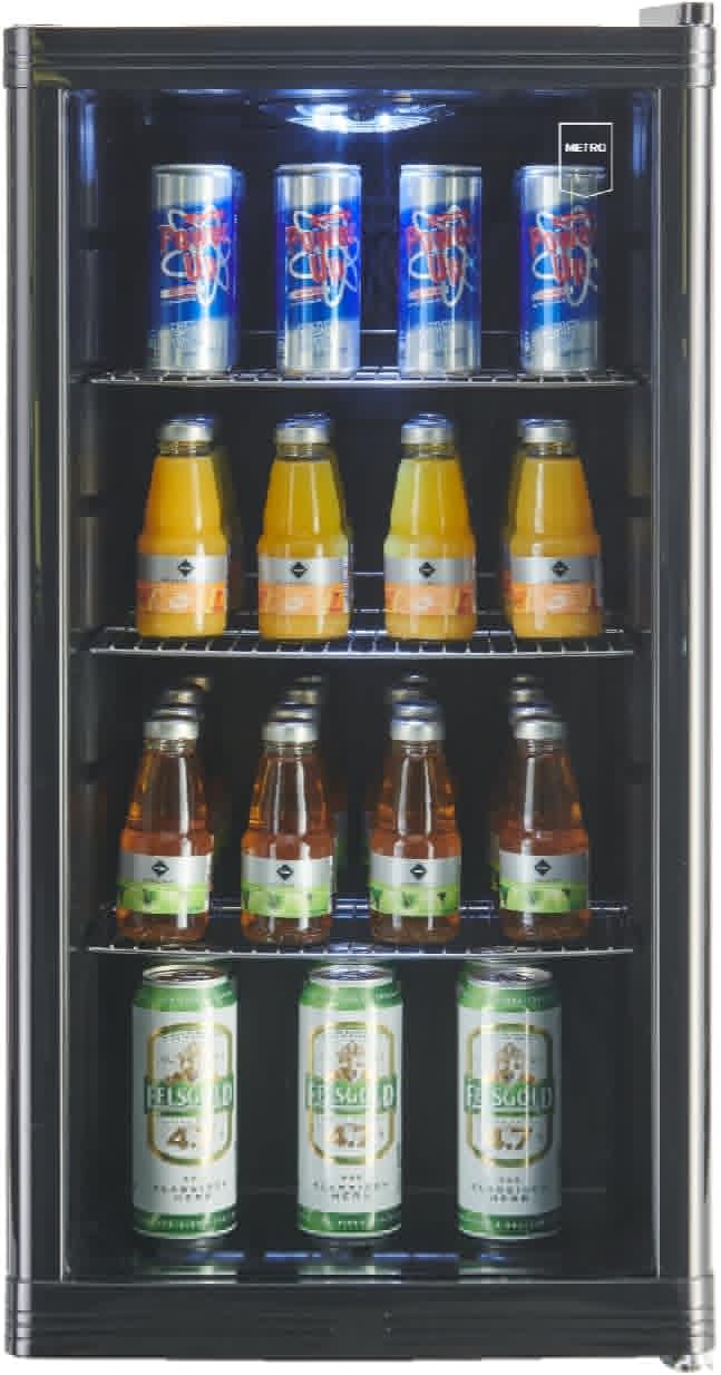 METRO Professional Mini-Kühlschrank GPC1088, 88 L, 1.052 kWh/24h, 3 Edelstahl-Drahtböden, schwarz
