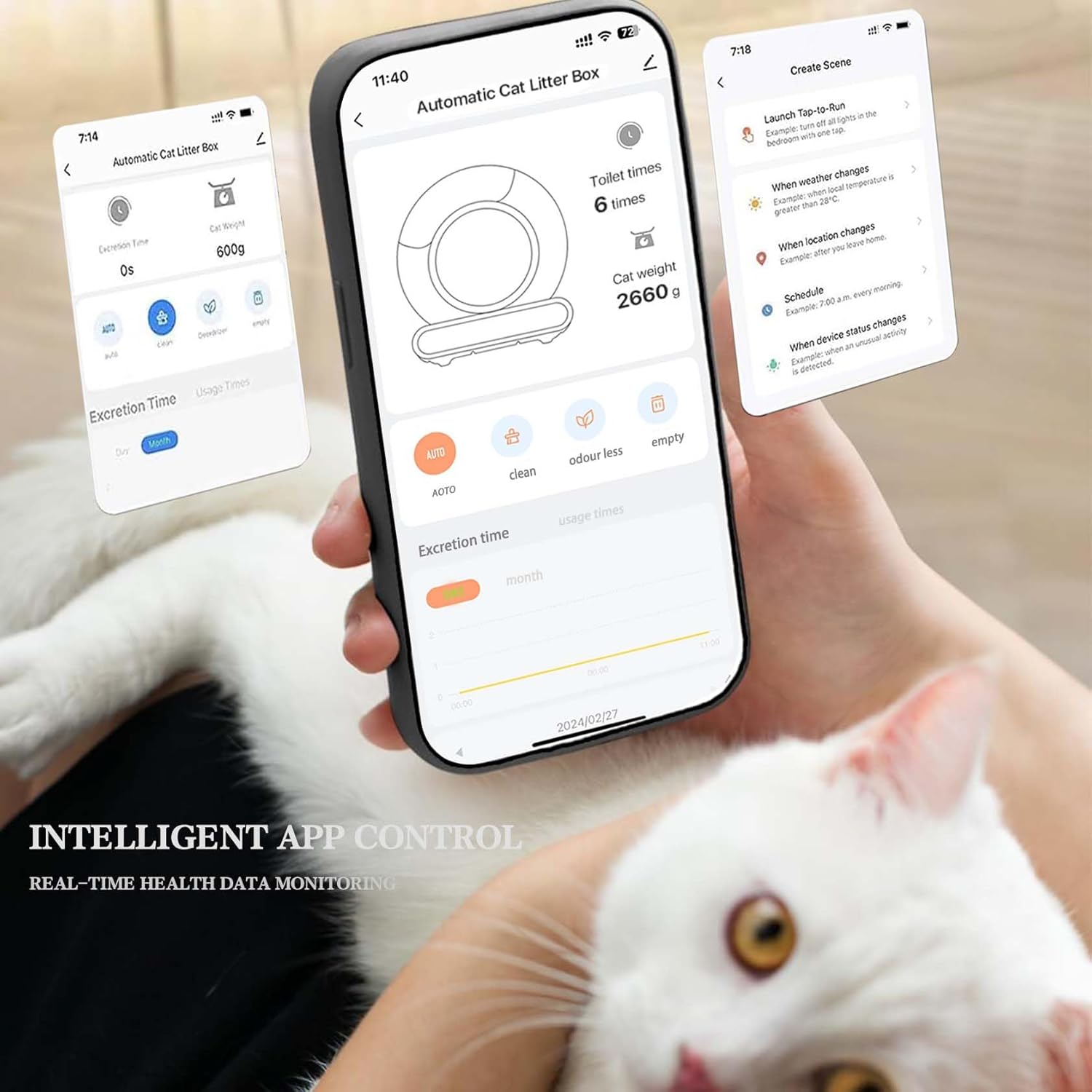 Lettiera Gatto Automatica Elettrica Cat Litter Box Selbstreinigende Automatisches Katzenklo XXL con APP Lettiera Elettrica Chiusa per Gatti di Taglia Grande (Tipo A)