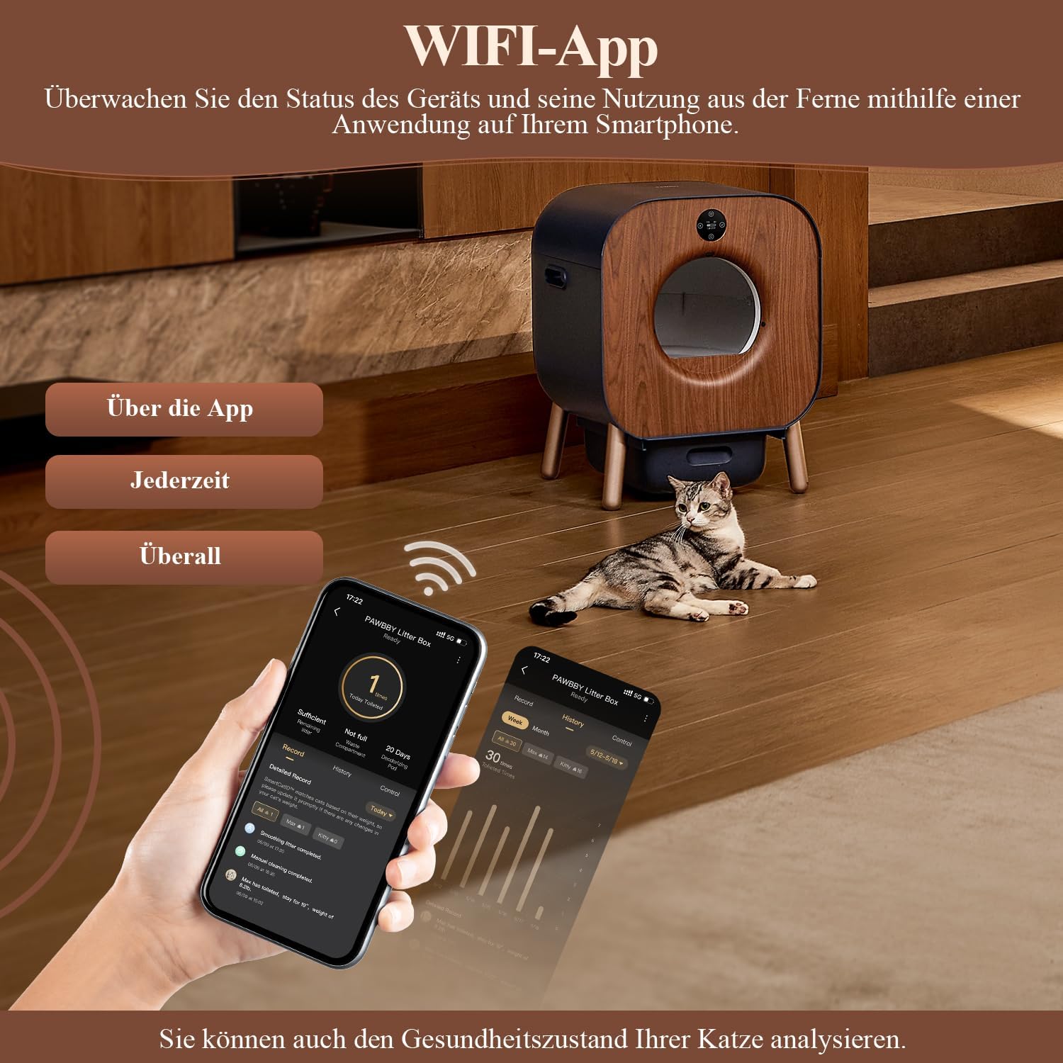 PAWBBY P1 Ultra Lettiera Automatica per Gatti, Auto-Pulente, Certificazione TÜV, Design Anti-Pizzicamento/Deodorante Botanico, Controllo tramite App, Extra Grande per Gatti Multipli