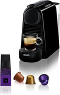 Nespresso De'Longhi EN 85.B Essenza Mini Macchina da Caffè a Capsule,Welcome Set con Capsule Assortite in Diversi Gusti,Pressione Pompa 19 bar,Design Salvaspazio,1370W,0.6 L,32.5 x 11 x 20.5 cm,Nero