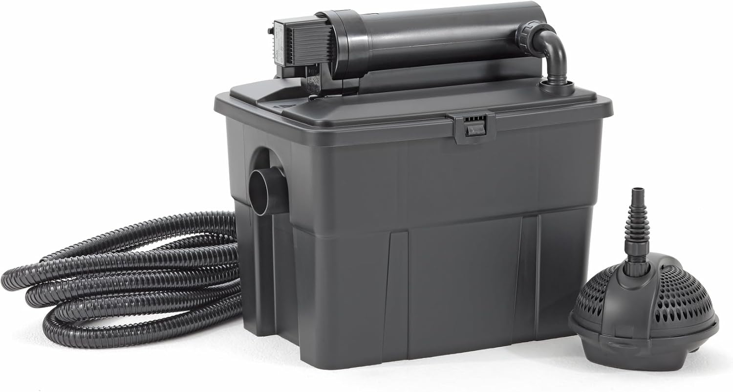 Pontec 50238 MultiClear Set 5000 - Set completo di pompa filtro e filtro a passaggio, set filtro a passaggio, filtro multicamera, filtro per laghetto da giardino