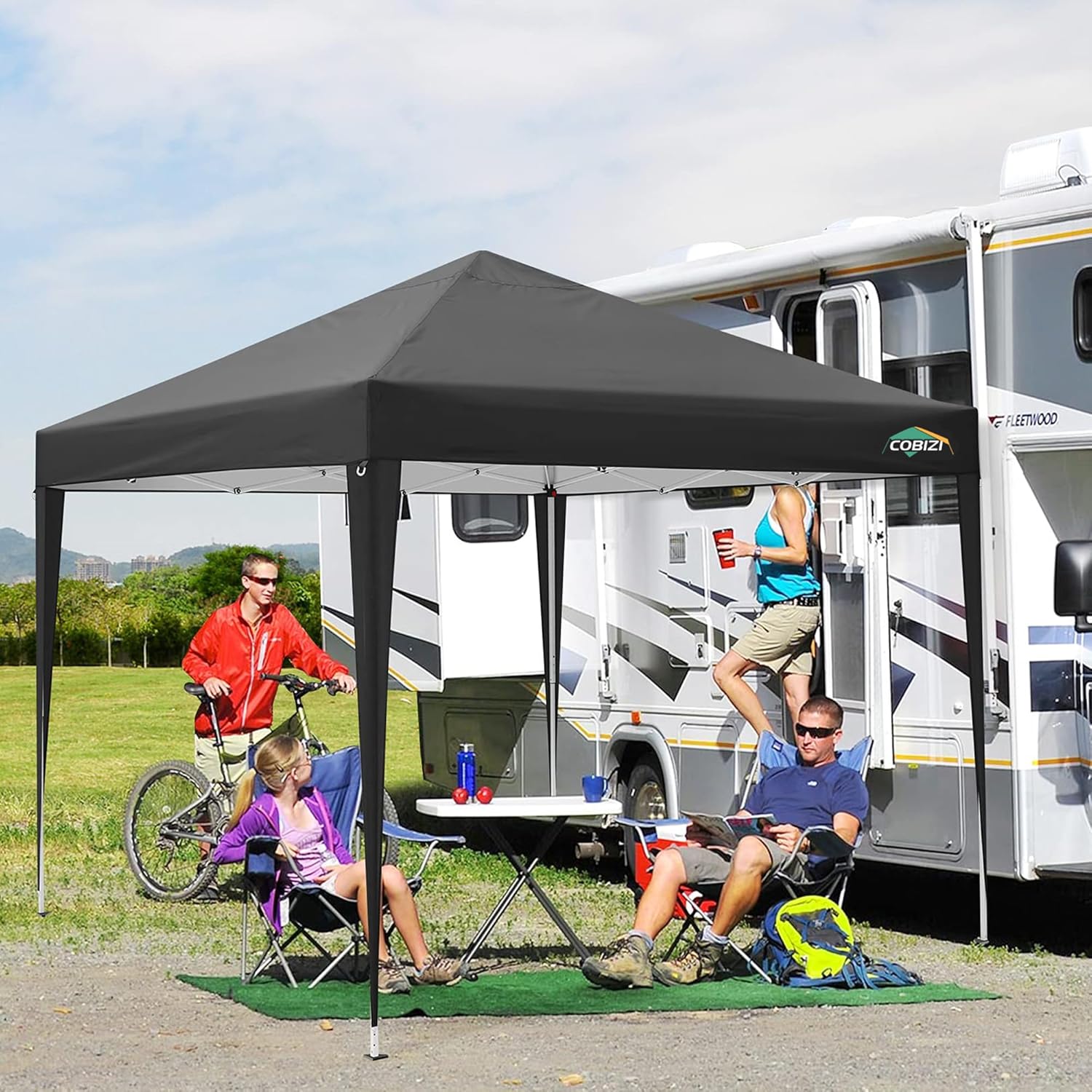 COBIZI Gazebo Pieghevole 3x6 Impermeabile Stabile con 6 Pareti Laterali, Tenda a Padiglione con Tetto a Punta, 3 Altezze Regolabili, Protezione UV, Borsa per Il Trasporto, Picchetti, Corde per Giardino, Matrimoni, Mercati, Eventi all'Aperto