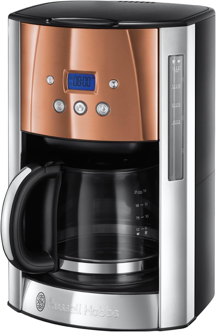 Russell Hobbs Tostapane [per 2 fette] Luna Acciaio Inossidabile Rame (fessure extra large, include supporto per panini, 6 livelli di doratura + funzione scongelamento e riscaldamento, 1550W) 24290-56
