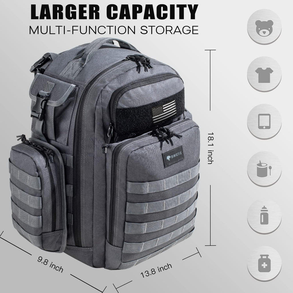 Borsa per pannolini Dinictis Dad, zaino fasciatoio da uomo con fasciatoio, zaino fasciatoio militare