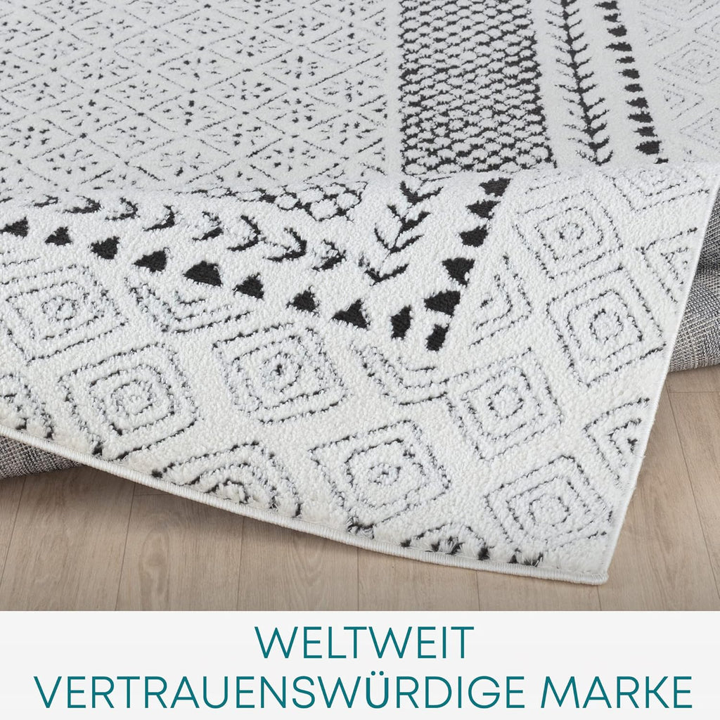Surya Monaco Tappeto Soggiorno Boho, Grande Tappeto Camera da Letto 200x274 cm - Tappeto per Sala da Pranzo con Motivo Geometrico, Tappeto Soggiorno Moderno Scandinavo in Beige, Grigio Carbone