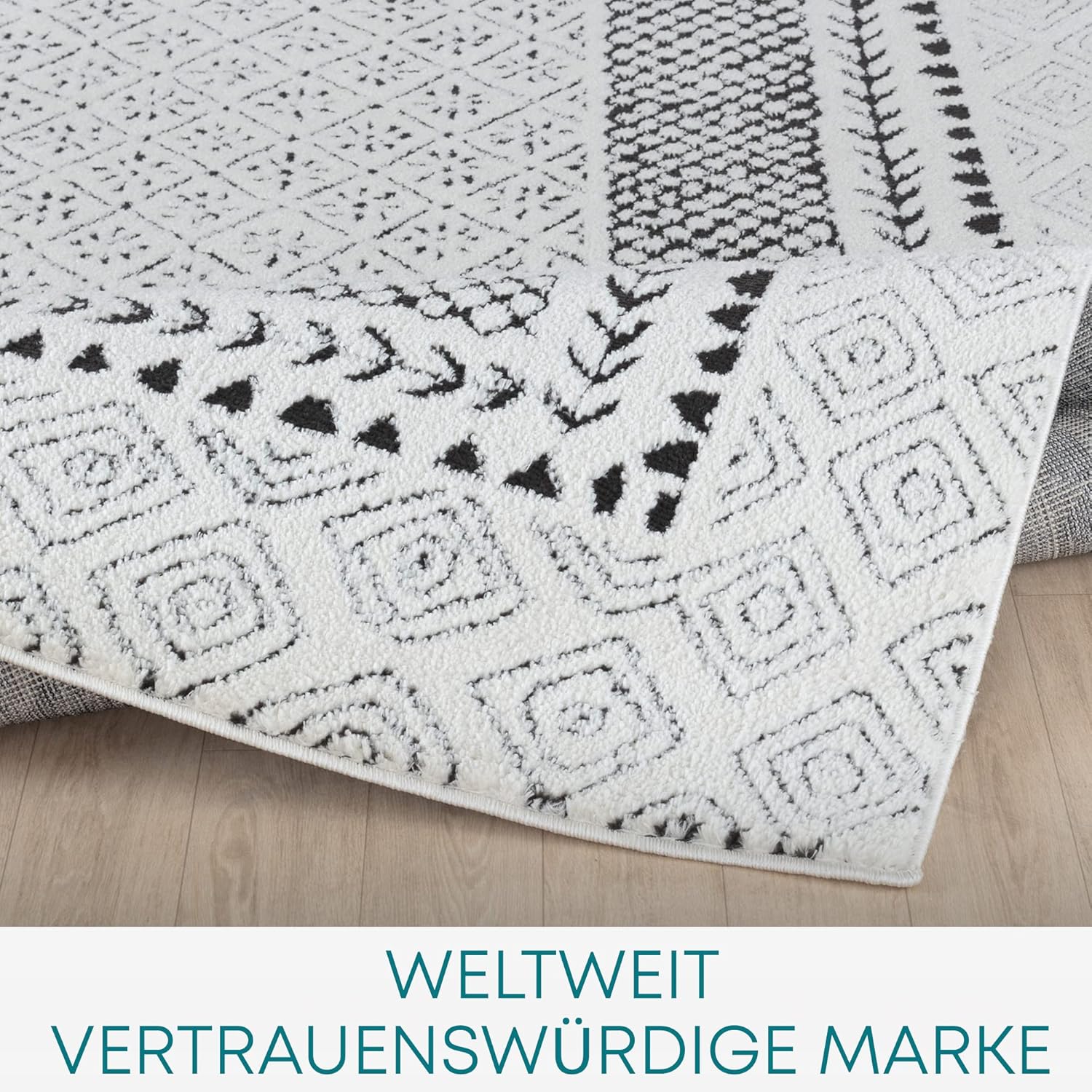 Surya Monaco Tappeto Soggiorno Boho, Grande Tappeto Camera da Letto 200x274 cm - Tappeto per Sala da Pranzo con Motivo Geometrico, Tappeto Soggiorno Moderno Scandinavo in Beige, Grigio Carbone