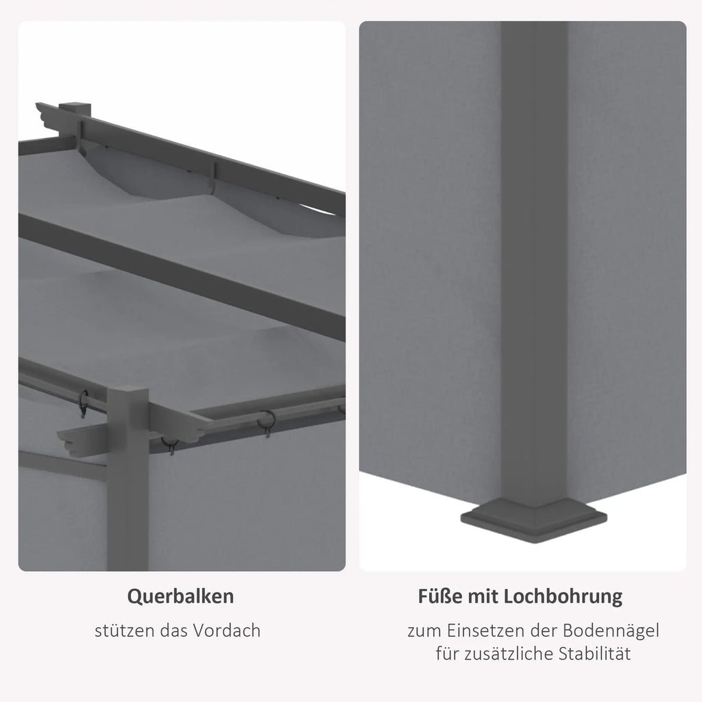Pergola Outsunny con tetto retrattile e sistema a fune