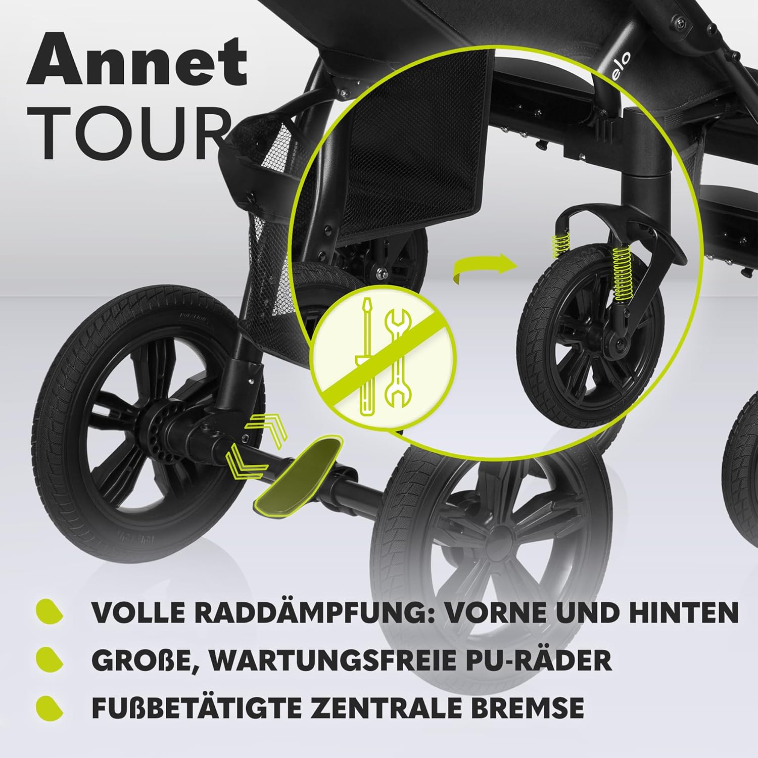 LIONELO Annet Buggy fino a 22 kg con funzione reclinabile, passeggino compatto richiudibile con accessori, ruote in schiuma EVA, zanzariera, coprigambe, portabevande, cestino (Golden Moments, Tour)