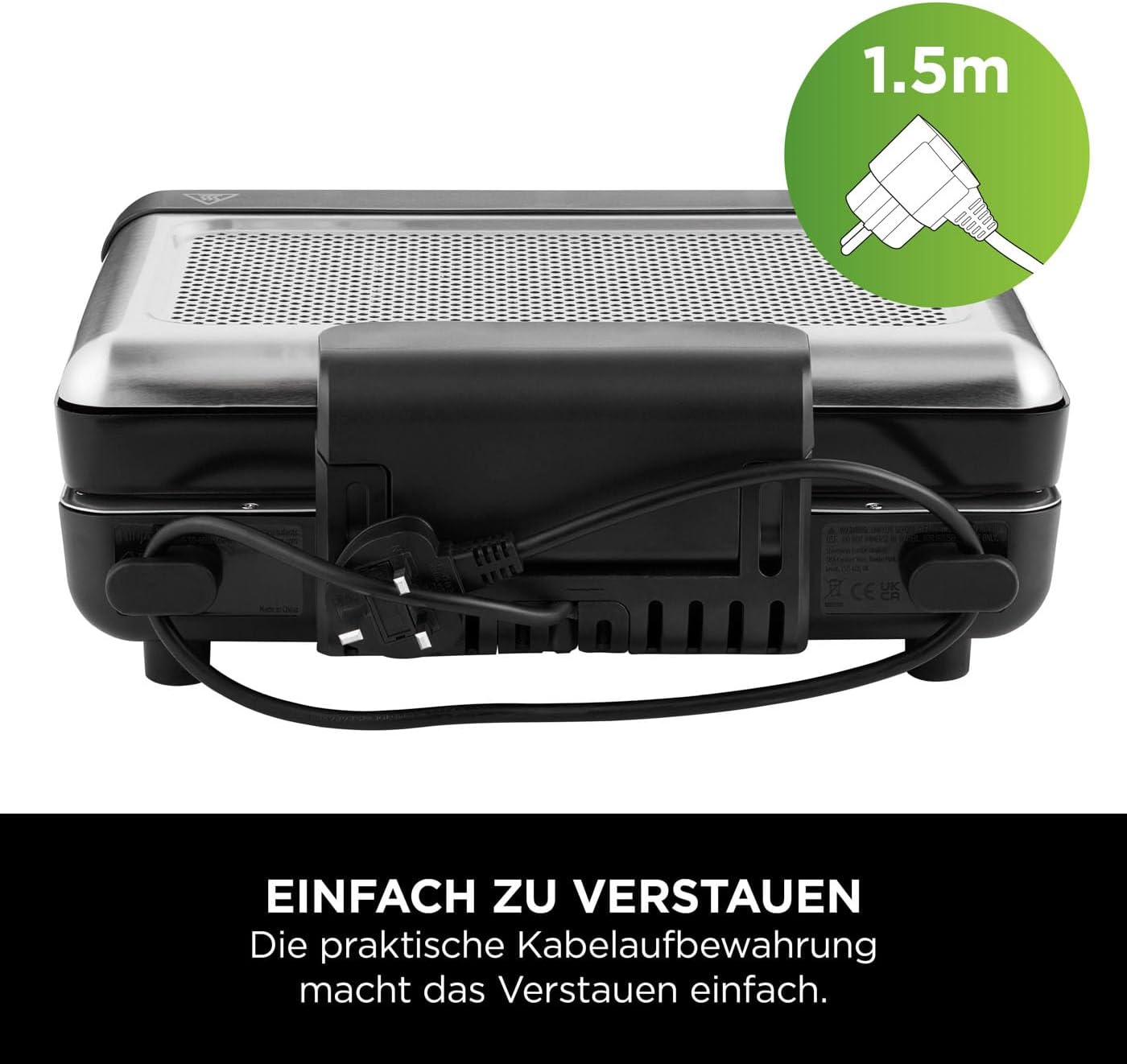 Ninja Sizzle Grill da Interno e Plancha Elettrico (Piastra Piana) con Piastra Antiaderente, Coperchio Rimovibile e Lavabile in Lavastoviglie, Vaschetta Raccogligocce, Regolatore di Temperatura e Ricettario, Grigio GR101EU