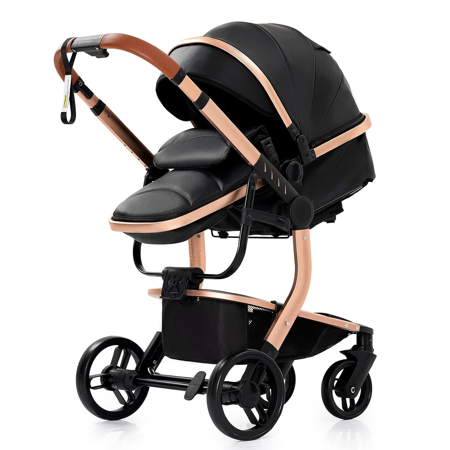 Sianldcone Passeggino 3 in 1, Set Passeggino con Tessuti di Alta Qualità, Sistemi di Viaggio con Spinta Reversibile, Passeggino Combinato a Vista Aperta Set Completo 3 in 1 (V9 Cachi)