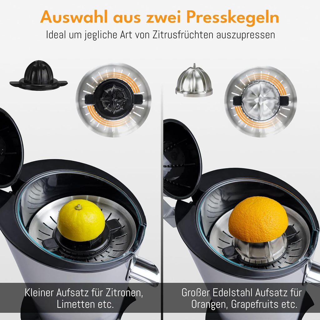 LEBENLANG Spremiagrumi elettrico 600W - Incl. cono in acciaio inox & senza BPA I Alta resa I Spremiagrumi Spremiagrumi Elettrico Spremi Limoni Spremi Melograno I Spremiagrumi Arance Spremi Limoni