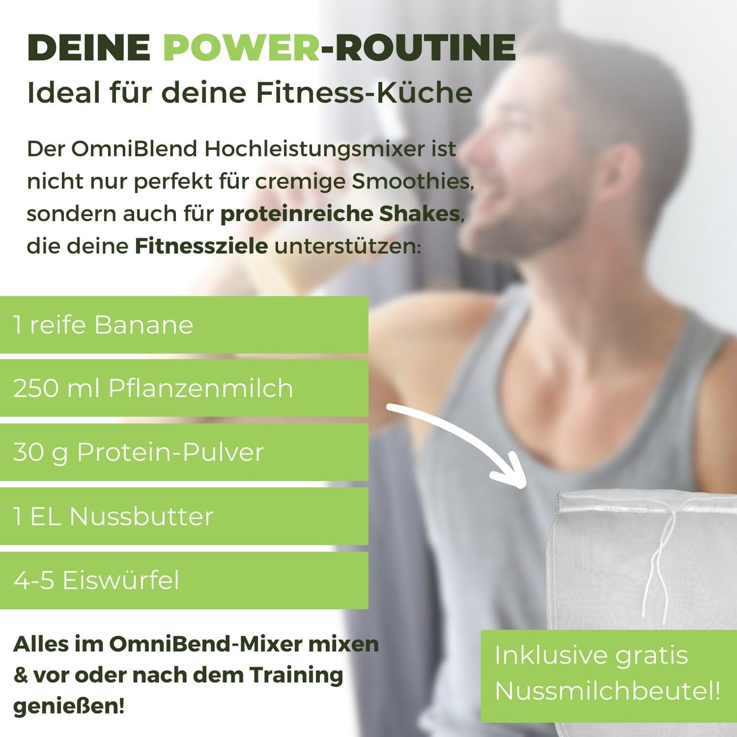 OmniBlend Frullatore 2L nero I Frullatore per smoothie con contenitore senza BPA e sistema a 6 lame in acciaio inox I Frullatore ideale per smoothie verdi I Frullatore da tavolo con motore da 3 CV