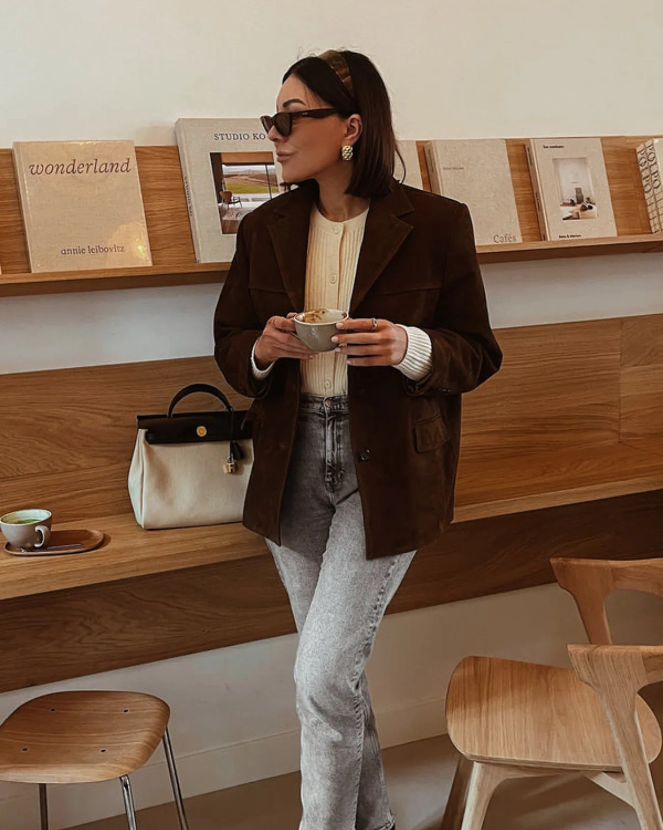 Blazer in pelle scamosciata