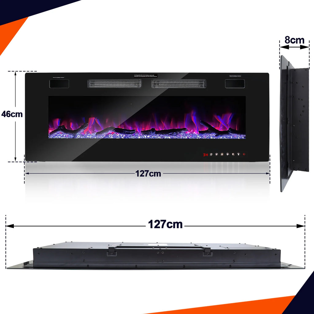 Camino elettrico da parete Sonnewelt, termostato regolabile 750W/1500W