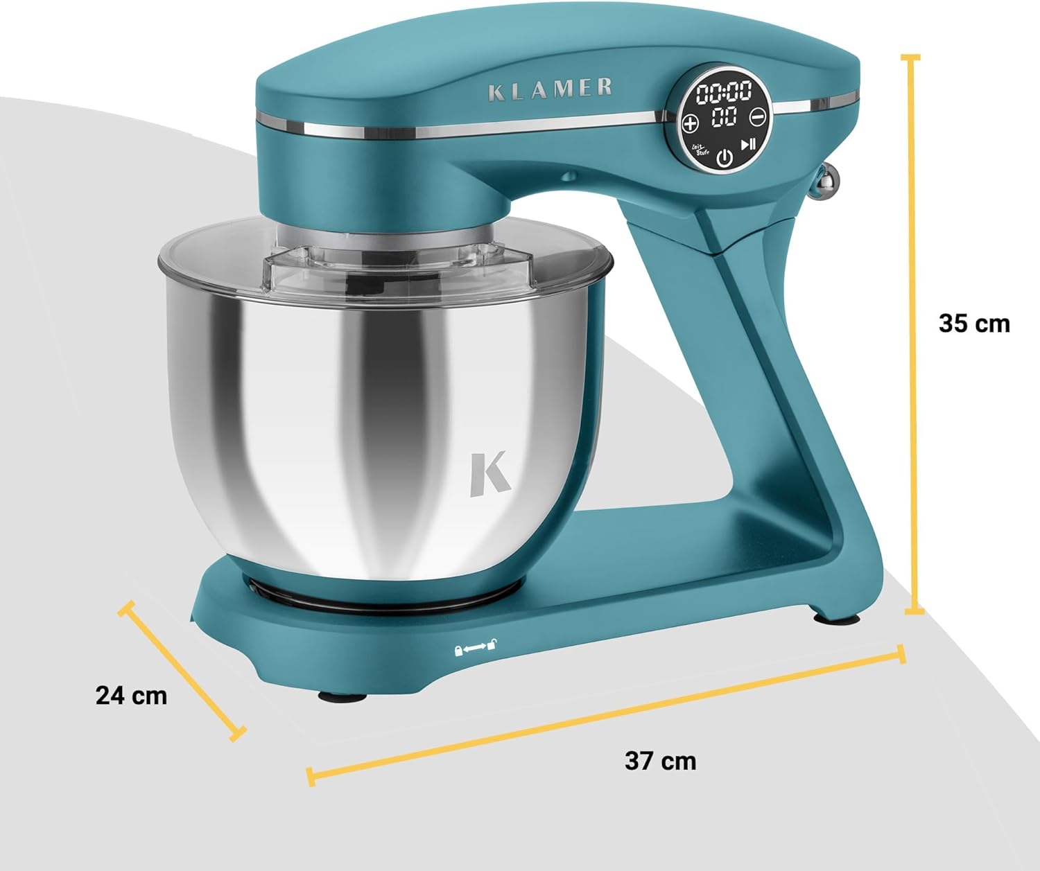 Impastatrice Planetaria KLAMER 1800W, con Ciotola in Acciaio Inossidabile da 6 Litri, 10 Velocità con Timer, Frusta a Filo, Gancio Impastatore, Frusta Piatta e Paraspruzzi
