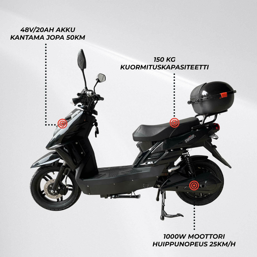 Swoop Elegante E-Scooter Elektroroller Schwarz 1000W