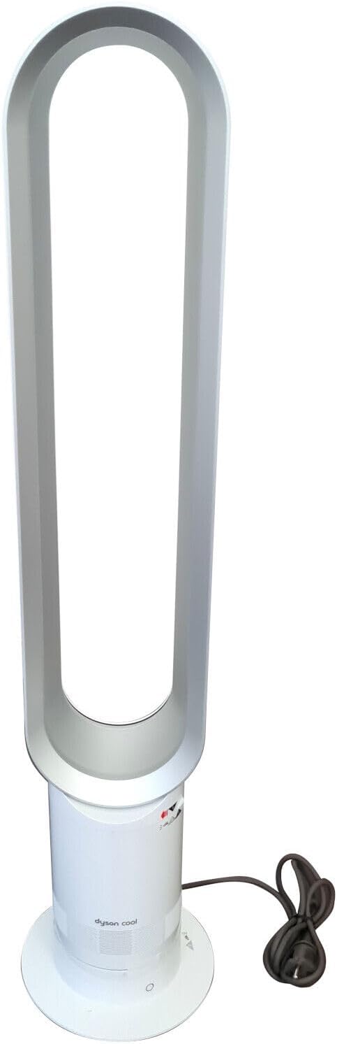 Dyson Cool AM07 Ventilatore con telecomando 100 cm, timer 9h, ventilatore a torre silenzioso bianco/argento, BASSO CONSUMO ENERGETICO, ventilatore a piantana per camera da letto, rumorosità 48 db, 10 velocità