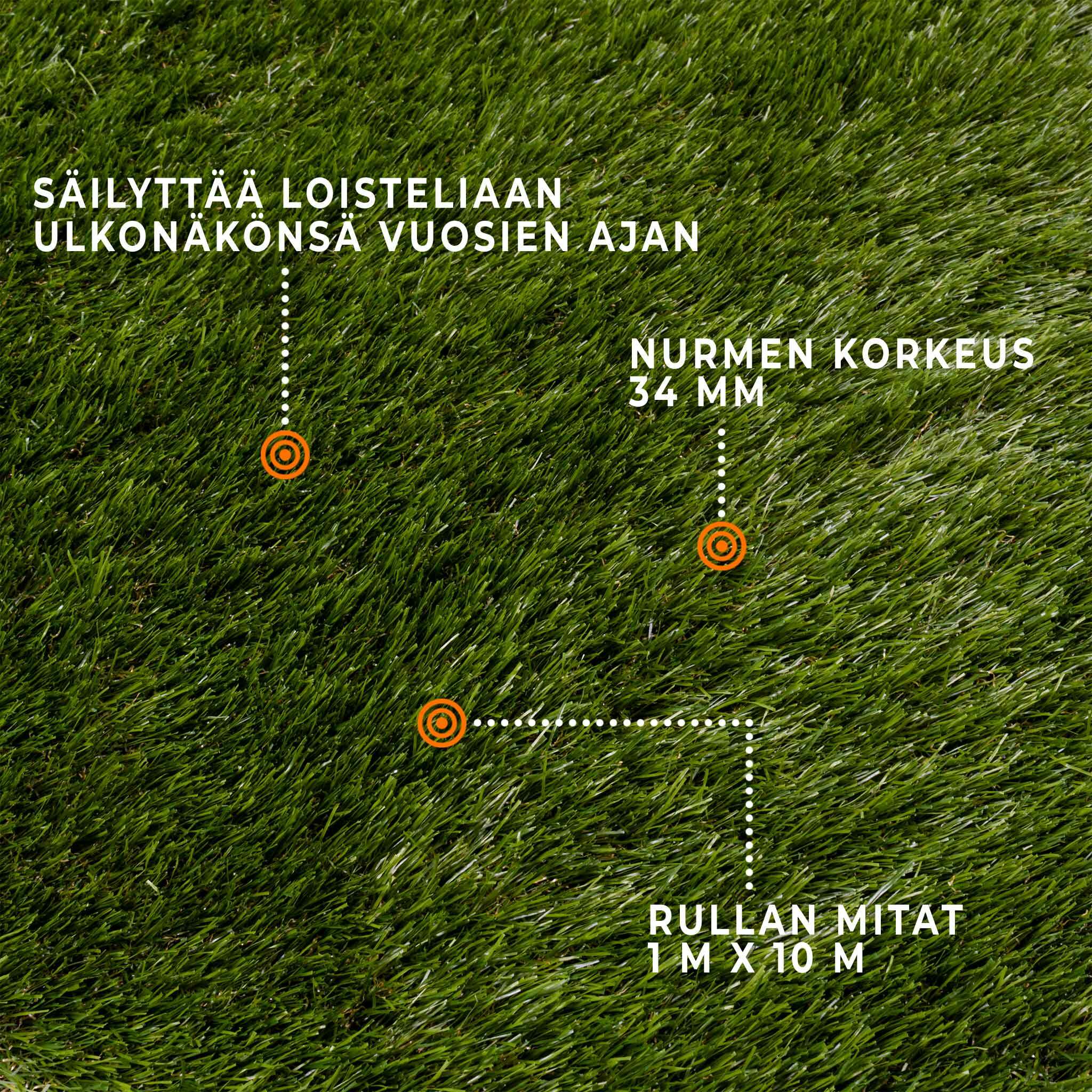 Fornorth Kunstrasen Natur 34 mm, Rolle 1 x 10 m